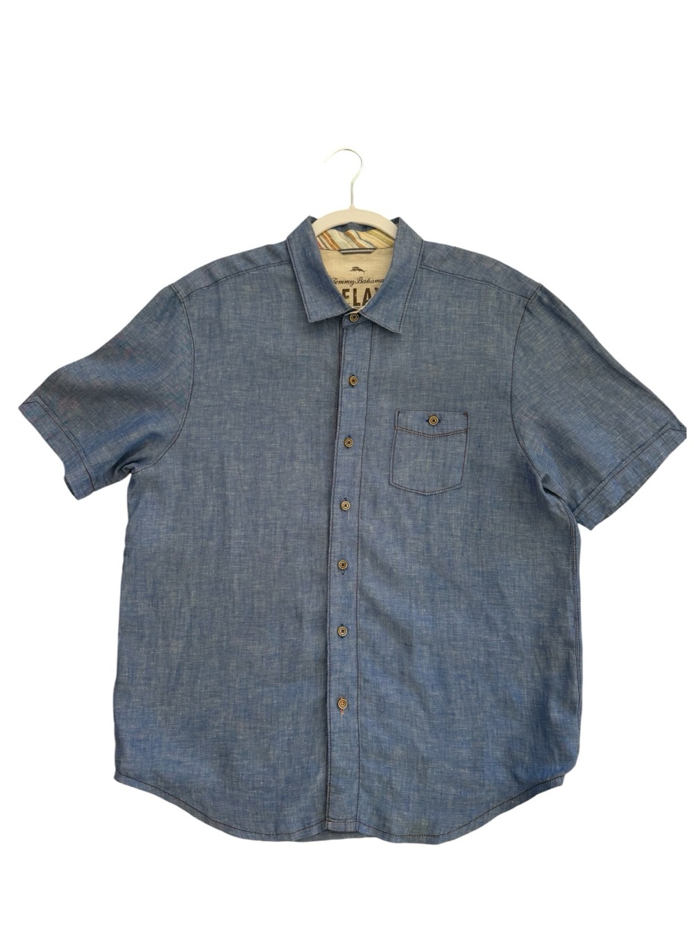 Tommy Bahama Relax Linen Chambray Short Sleeve Shirt Size‎ Large